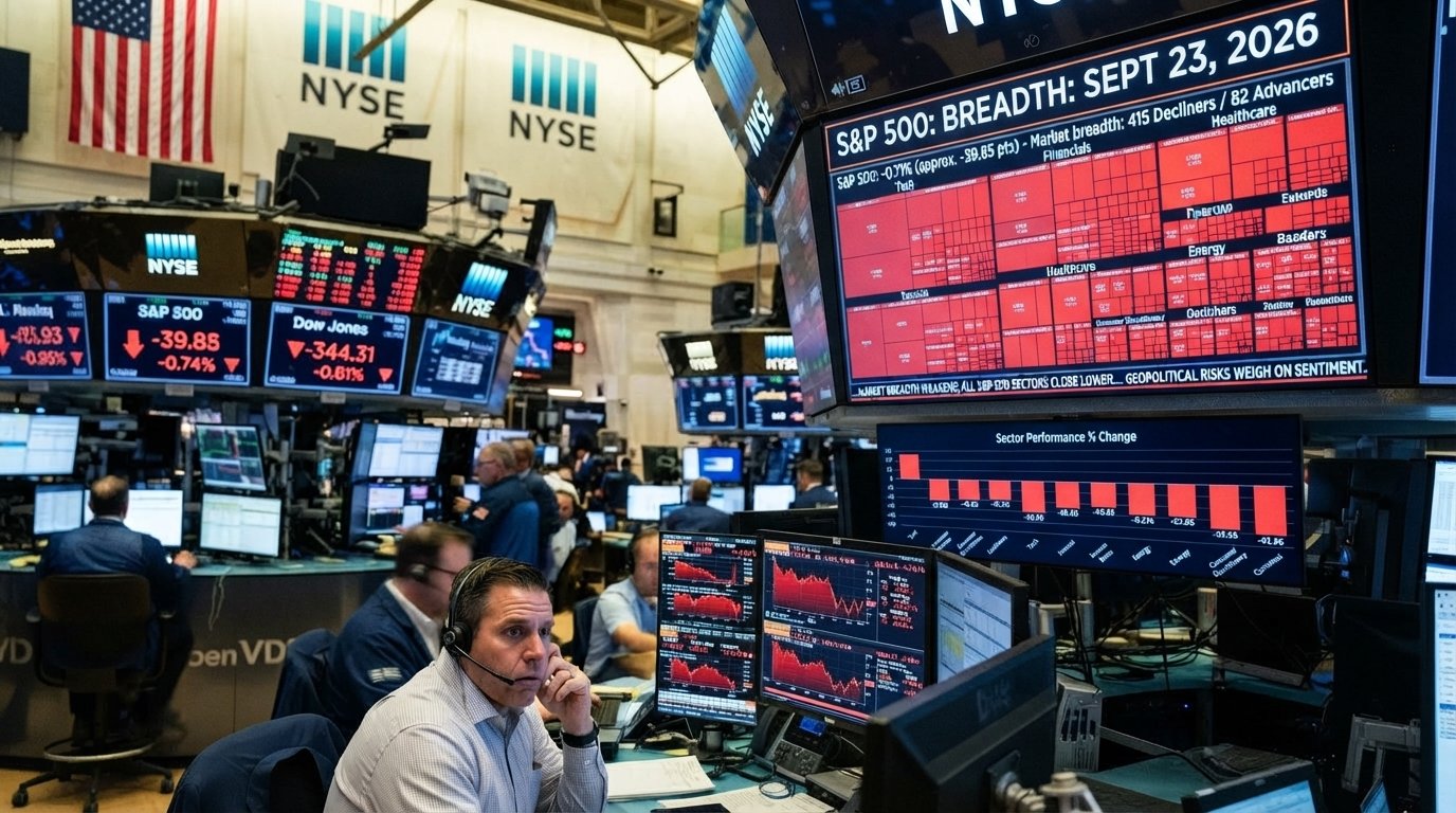 Market breadth: Sept. 23, 2026, the S&P 500 fell roughly 0.7%